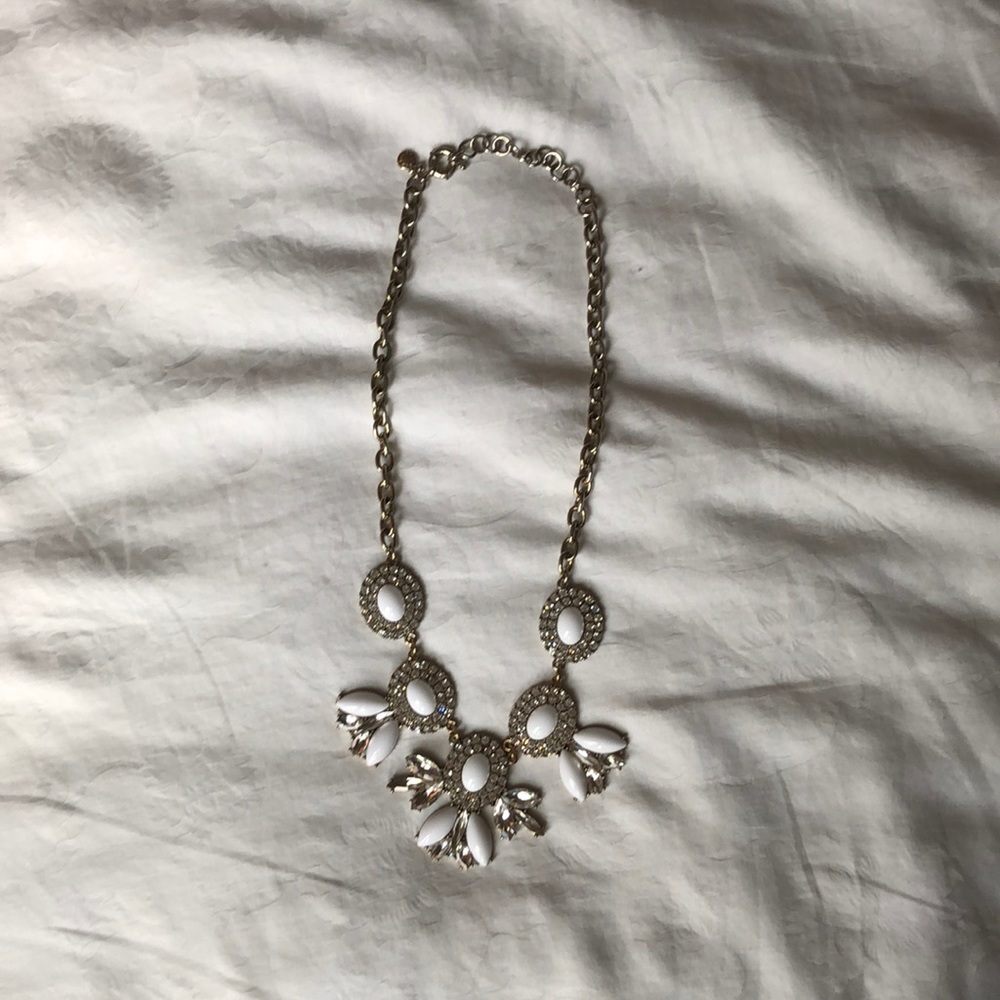 J.Crew White and Crystal Statement Necklace